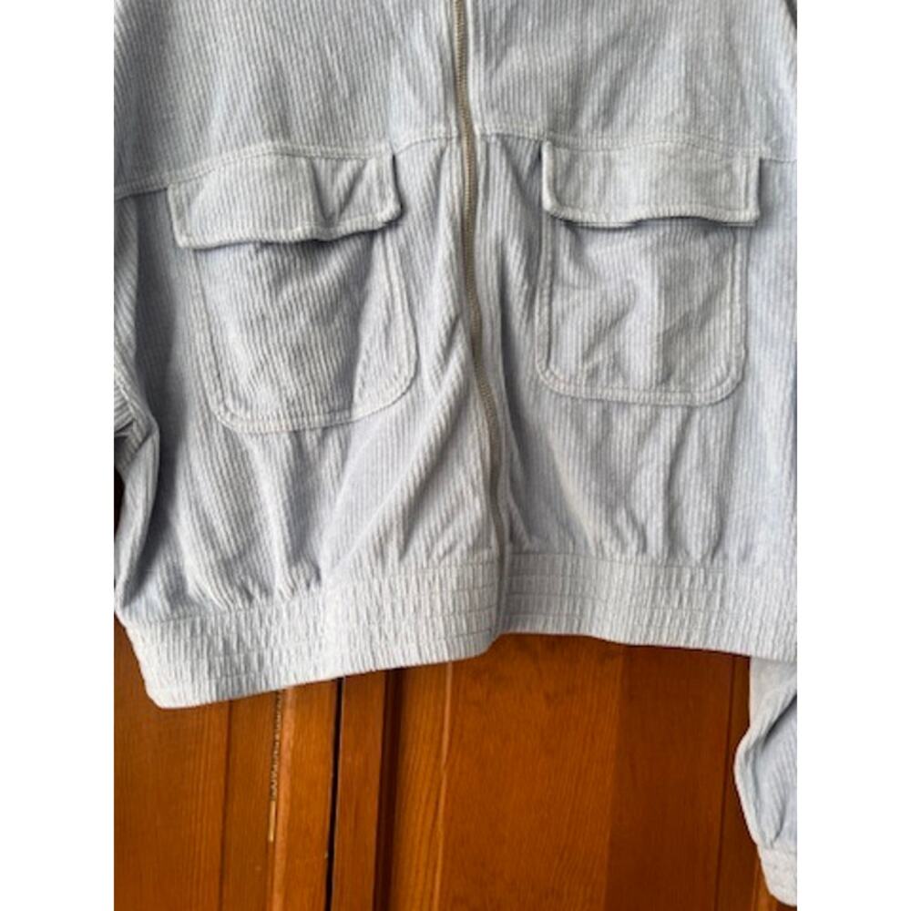 Aerie Women's Groove On Velour Corduroy Cropped Zip-Up Jacket Light Blue Size XL - Picture 4 of 11